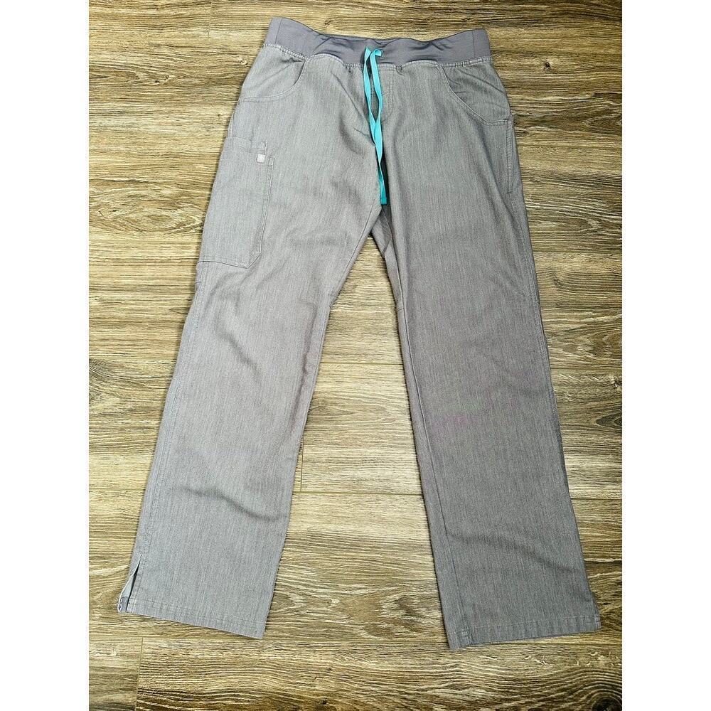 Figs Women's Gray Cargo Pockets Straight Leg Scrub Pants Medium